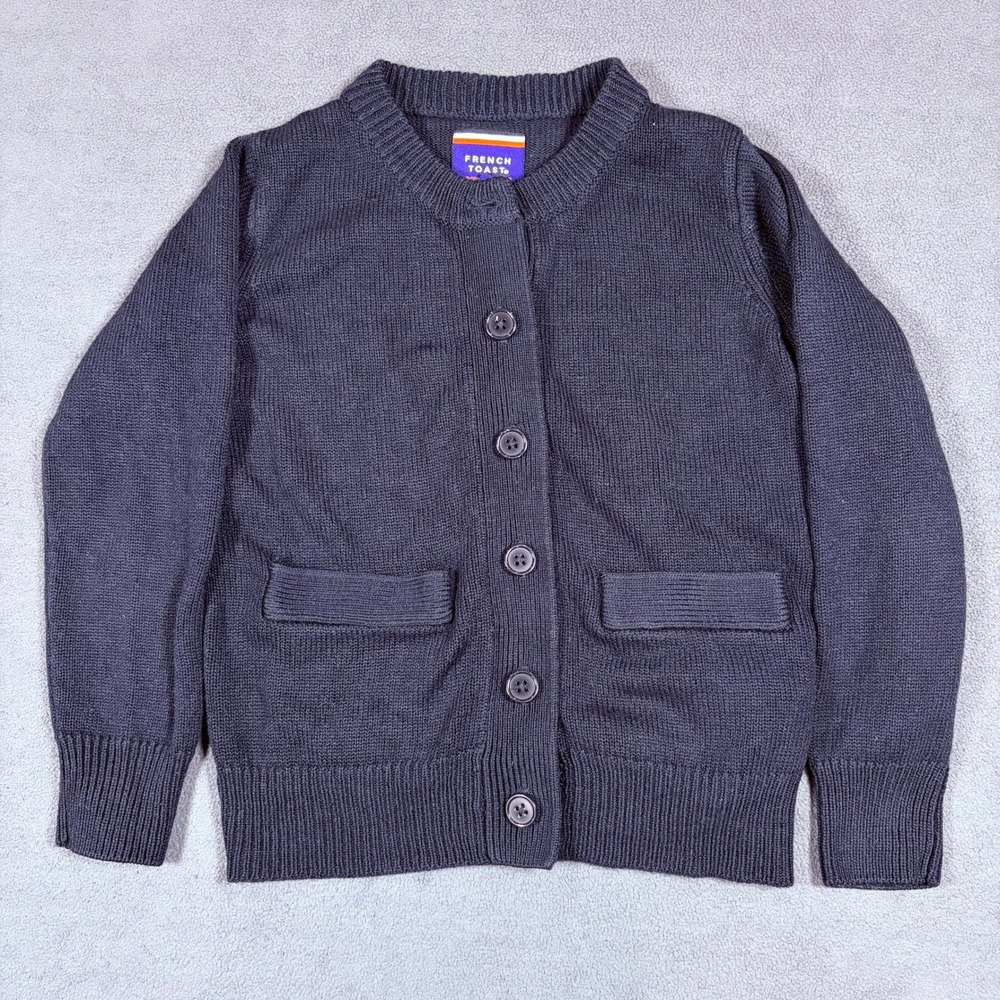 French Toast Cardigan Sweater Kids XS 4/5 Navy Blue Button Front School Uniform